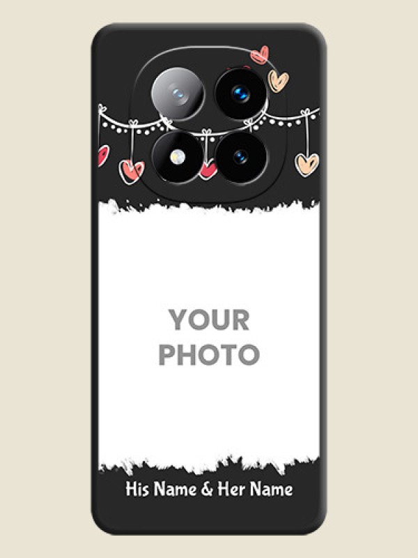 Custom Pink Love Hangings with Name On Space Black Custom Soft Matte Mobile Back Cover - Redmi Note 14 Pro Plus 5G - alternate view