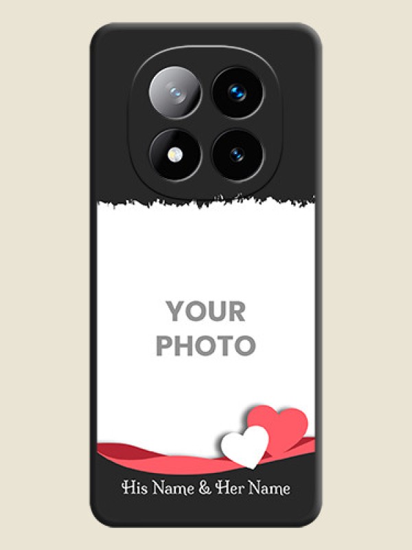 Custom Pin Color Love Shaped Ribbon Design with Text On Space Black Custom Soft Matte Mobile Back Cover - Redmi Note 14 Pro Plus 5G - alternate view