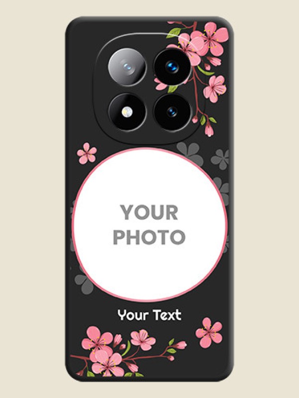Custom Round Image with Pink Color Floral Design on Photo On Space Black Custom Soft Matte Mobile Back Cover - Redmi Note 14 Pro Plus 5G - alternate view