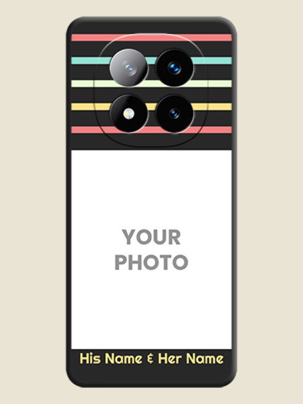 Custom Color Stripes with Photo and Text on Photo On Space Black Custom Soft Matte Mobile Back Cover - Redmi Note 14 Pro Plus 5G - alternate view