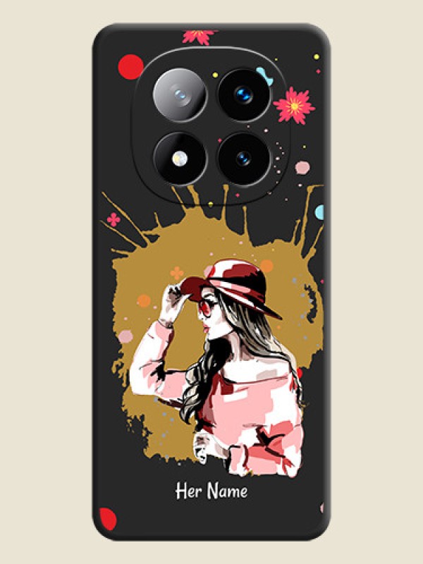 Custom Mordern Lady With Color Splash Background With Custom Text On Space Black Custom Soft Matte Mobile Back Cover - Redmi Note 14 Pro Plus 5G - alternate view