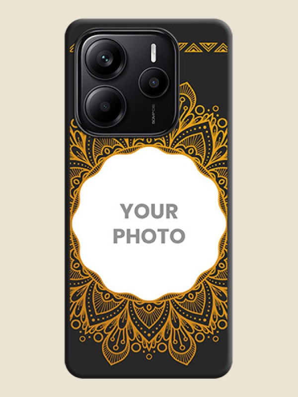 Custom Round Image with Floral Design On Space Black Custom Soft Matte Mobile Back Cover - Redmi Note 14 SE 5G - alternate view