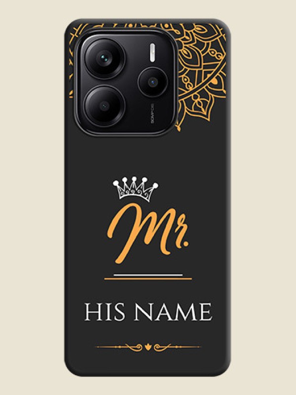 Custom Mr Name with Floral Design On Space Black Custom Soft Matte Mobile Back Cover - Redmi Note 14 SE 5G - alternate view