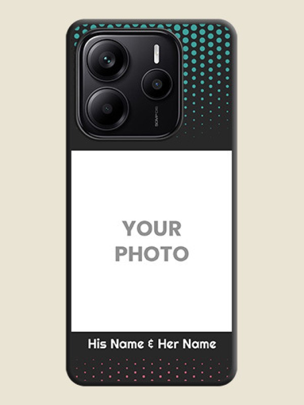 Custom Faded Dots with Grunge Photo Frame and Text On Space Black Custom Soft Matte Mobile Back Cover - Redmi Note 14 SE 5G - alternate view