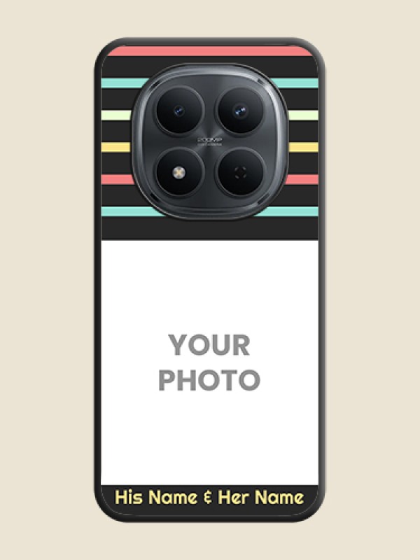 Custom Color Stripes with Photo and Text on Photo On Space Black Custom Soft Matte Mobile Back Cover - Xiaomi Redmi Note 15 5G - alternate view