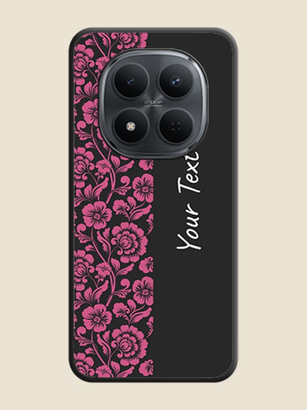 Custom Pink Floral Pattern Design With Custom Text On Space Black Custom Soft Matte Mobile Back Cover - Xiaomi Redmi Note 15 Pro 5G - alternate view