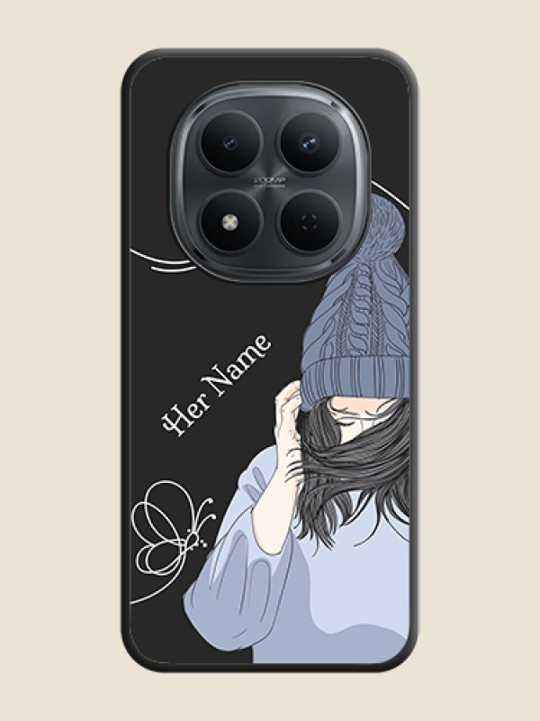 Custom Girl With Blue Winter Outfiit Custom Text Design On Space Black Custom Soft Matte Mobile Back Cover - Xiaomi Redmi Note 15 Pro Plus 5G - alternate view