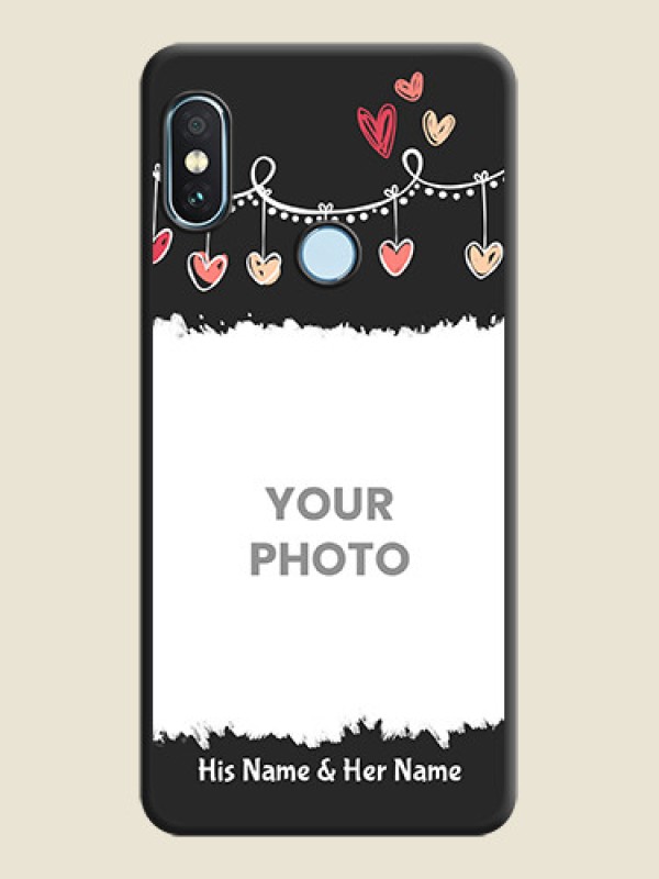 Custom Pink Love Hangings with Name On Space Black Custom Soft Matte Mobile Back Cover - Xiaomi Redmi Note 5 Pro - alternate view
