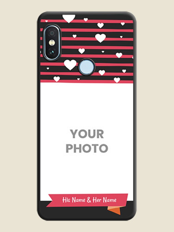 Custom White Color Love Symbols with Pink Lines Pattern On Space Black Custom Soft Matte Mobile Back Cover - Xiaomi Redmi Note 5 Pro - alternate view