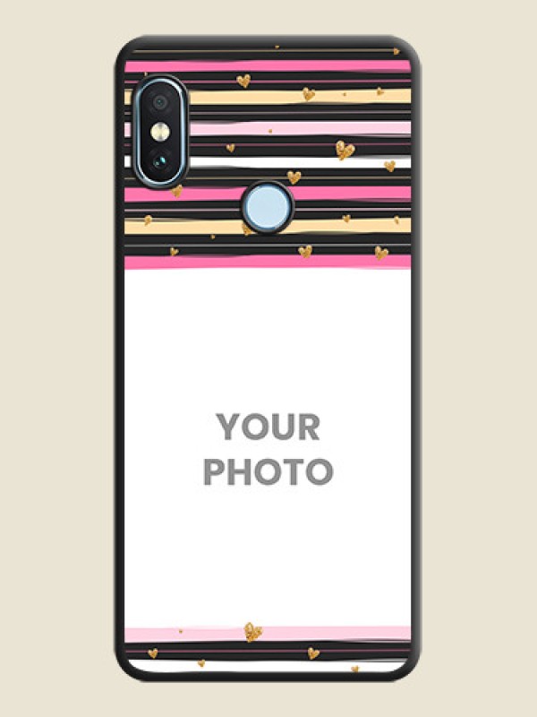 Custom Multicolor Lines and Golden Love Symbols Design on Photo On Space Black Custom Soft Matte Mobile Back Cover - Xiaomi Redmi Note 5 Pro - alternate view