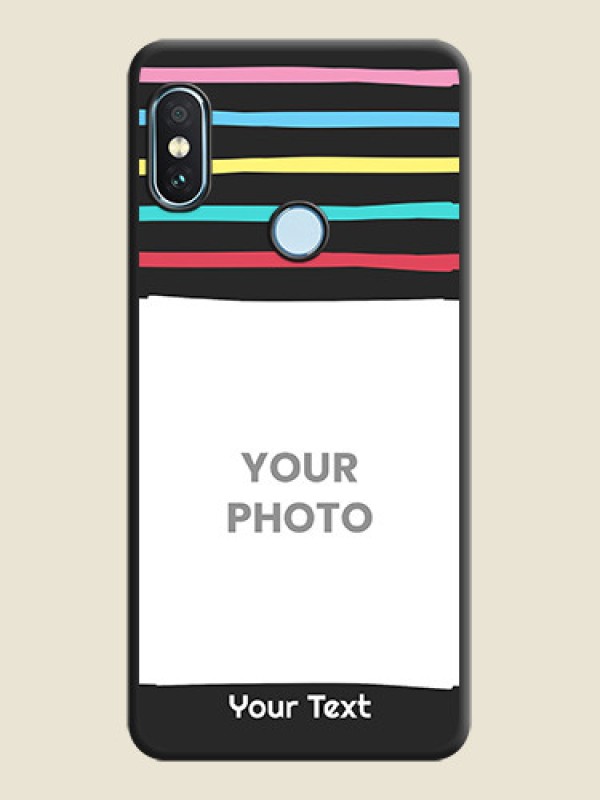 Custom Multicolor Lines with Image On Space Black Custom Soft Matte Mobile Back Cover - Xiaomi Redmi Note 5 Pro - alternate view