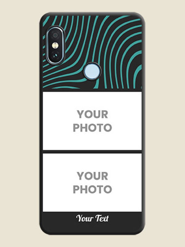 Custom Wave Pattern with 2 Image Holder On Space Black Custom Soft Matte Mobile Back Cover - Xiaomi Redmi Note 5 Pro - alternate view