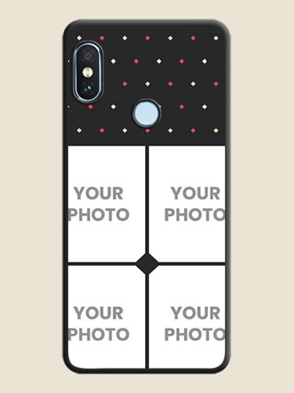 Custom Multicolor Dotted Pattern with 4 Image Holder On Space Black Custom Soft Matte Mobile Back Cover - Xiaomi Redmi Note 5 Pro - alternate view