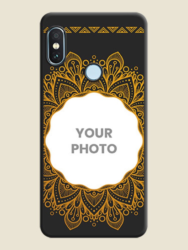 Custom Round Image with Floral Design On Space Black Custom Soft Matte Mobile Back Cover - Xiaomi Redmi Note 5 Pro - alternate view