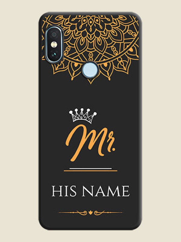 Custom Mr Name with Floral Design On Space Black Custom Soft Matte Mobile Back Cover - Xiaomi Redmi Note 5 Pro - alternate view