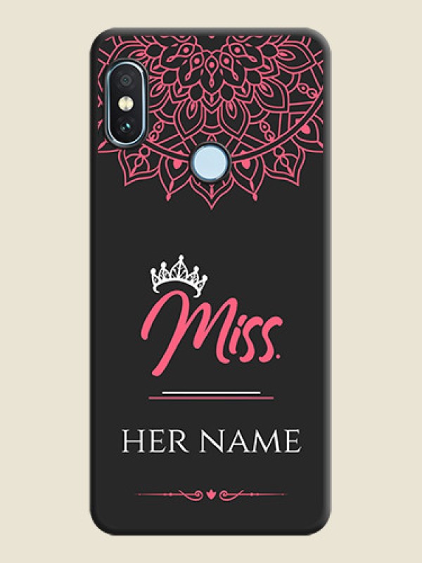 Custom Mrs Name with Floral Design On Space Black Custom Soft Matte Mobile Back Cover - Xiaomi Redmi Note 5 Pro - alternate view