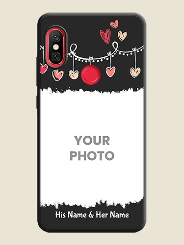 Custom Pink Love Hangings with Name on Space Black Custom Soft Matte Phone Cases - Redmi Note 6 Pro - alternate view