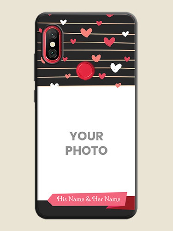 Custom Love Pattern with Name on Pink Ribbon  - Photo on Space Black Soft Matte Back Cover - Redmi Note 6 Pro - alternate view