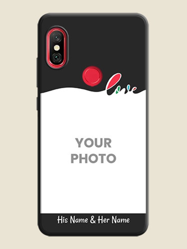 Custom Fall in Love Pattern with Picture - Photo on Space Black Soft Matte Mobile Case - Redmi Note 6 Pro - alternate view