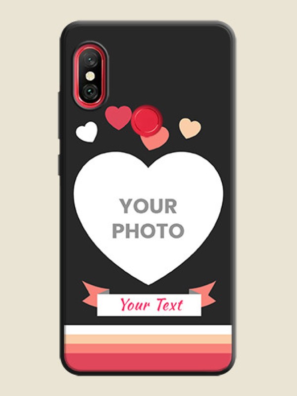 Custom Love Shaped Photo with Colorful Stripes on Personalised Space Black Soft Matte Cases - Redmi Note 6 Pro - alternate view