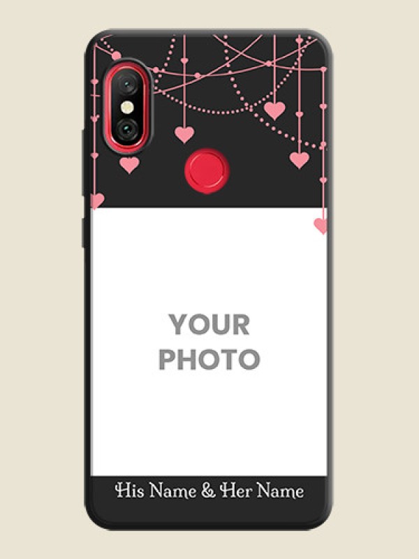 Custom Pink Love Hangings with Text on Space Black Custom Soft Matte Back Cover - Redmi Note 6 Pro - alternate view