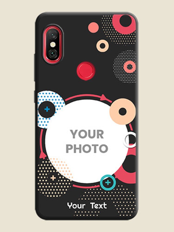 Custom Multicoloured Round Image on Personalised Space Black Soft Matte Cases - Redmi Note 6 Pro - alternate view