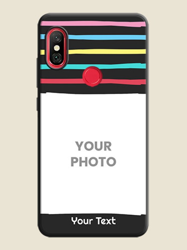 Custom Multicolor Lines with Image on Space Black Personalized Soft Matte Phone Covers - Redmi Note 6 Pro - alternate view