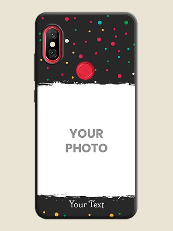 Custom Multicolor Dotted Pattern with Text on Space Black Custom Soft Matte Phone Back Cover - Redmi Note 6 Pro - alternate view
