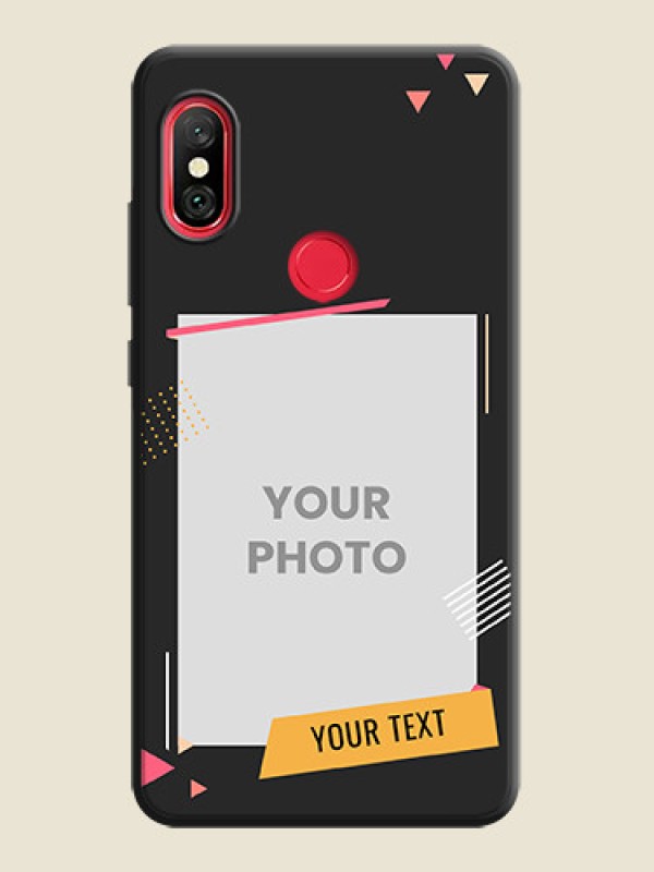 Custom Photo Frame with Triangle Small Dots - Photo on Space Black Soft Matte Back Cover - Redmi Note 6 Pro - alternate view