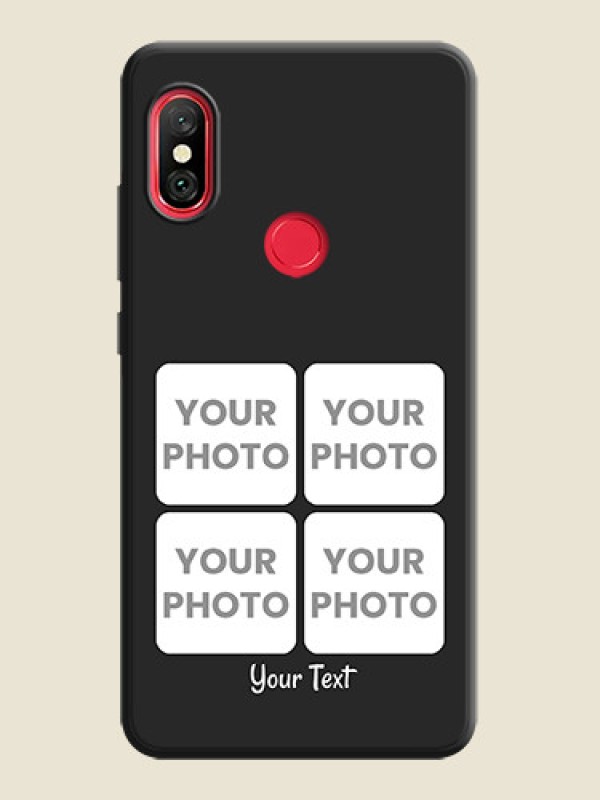 Custom Floral Art with 6 Image Holder - Photo on Space Black Soft Matte Mobile Case - Redmi Note 6 Pro - alternate view
