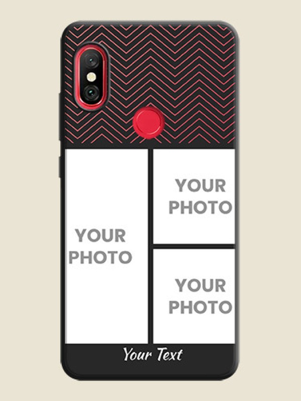 Custom Wave Pattern with 3 Image Holder on Space Black Custom Soft Matte Back Cover - Redmi Note 6 Pro - alternate view