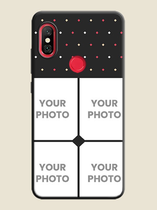 Custom Multicolor Dotted Pattern with 4 Image Holder on Space Black Custom Soft Matte Phone Cases - Redmi Note 6 Pro - alternate view