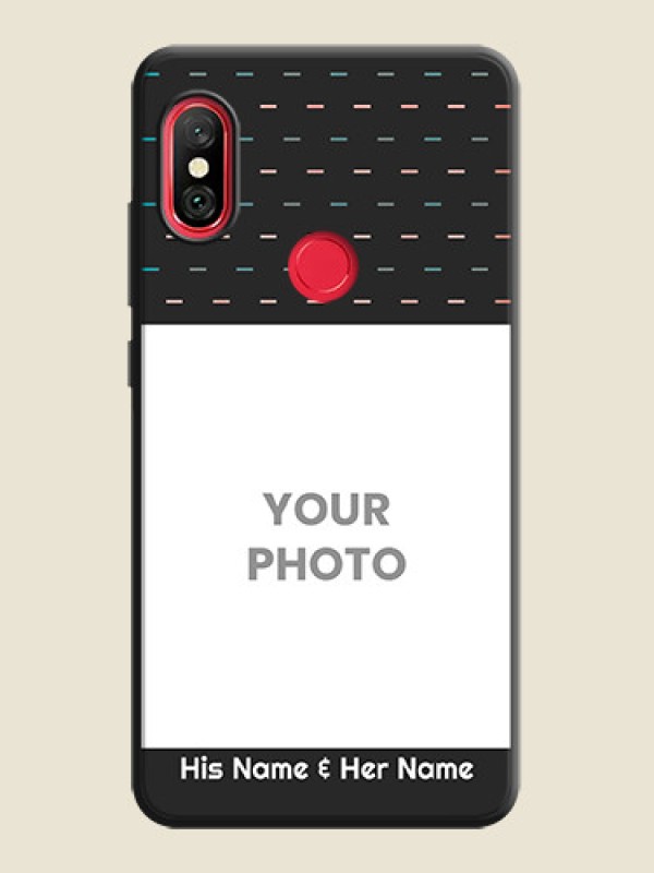 Custom Line Pattern Design with Text on Space Black Custom Soft Matte Phone Back Cover - Redmi Note 6 Pro - alternate view
