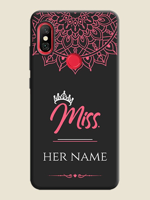 Custom Mrs Name with Floral Design on Space Black Personalized Soft Matte Phone Covers - Redmi Note 6 Pro - alternate view