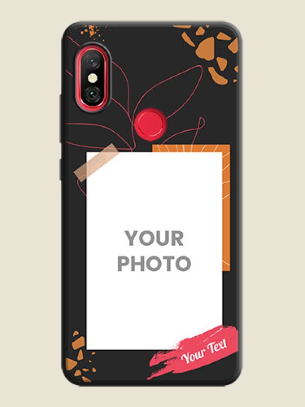 Custom Orange Photo Frame on Space Black Custom Soft Matte Phone Back Cover - Redmi Note 6 Pro - alternate view