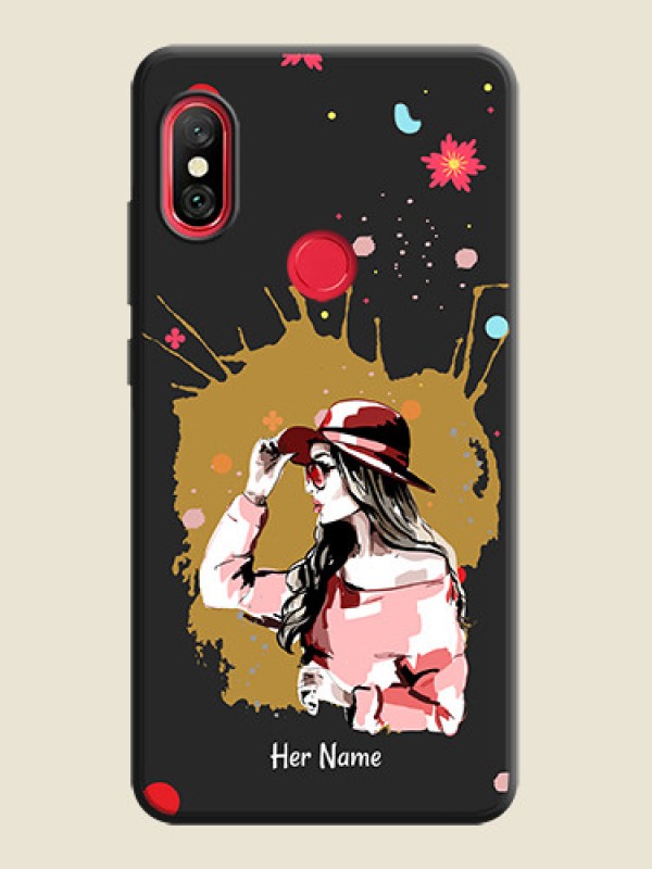 Custom Mordern Lady With Color Splash Background With Custom Text On Space Black Personalized Soft Matte Phone Covers -Xiaomi Redmi Note 6 Pro - alternate view