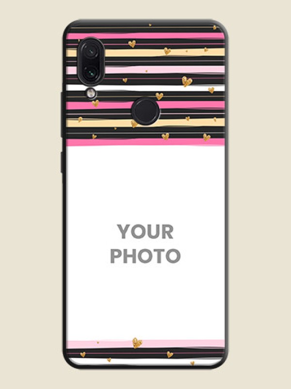 Custom Multicolor Lines and Golden Love Symbols Design - Photo on Space Black Soft Matte Mobile Cover - Redmi Note 7 Pro - alternate view