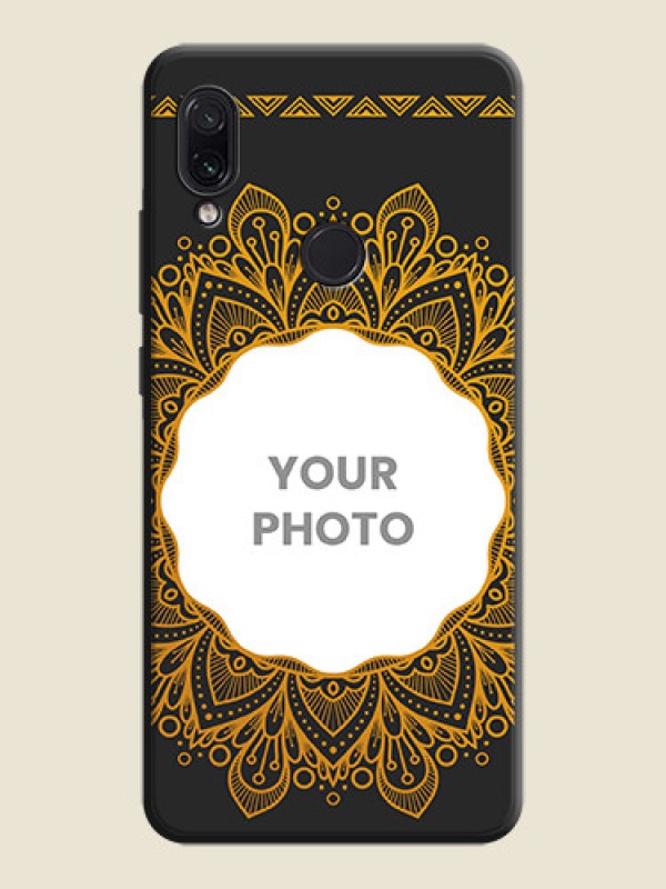 Custom Round Image with Floral Design - Photo on Space Black Soft Matte Mobile Cover - Redmi Note 7 Pro - alternate view