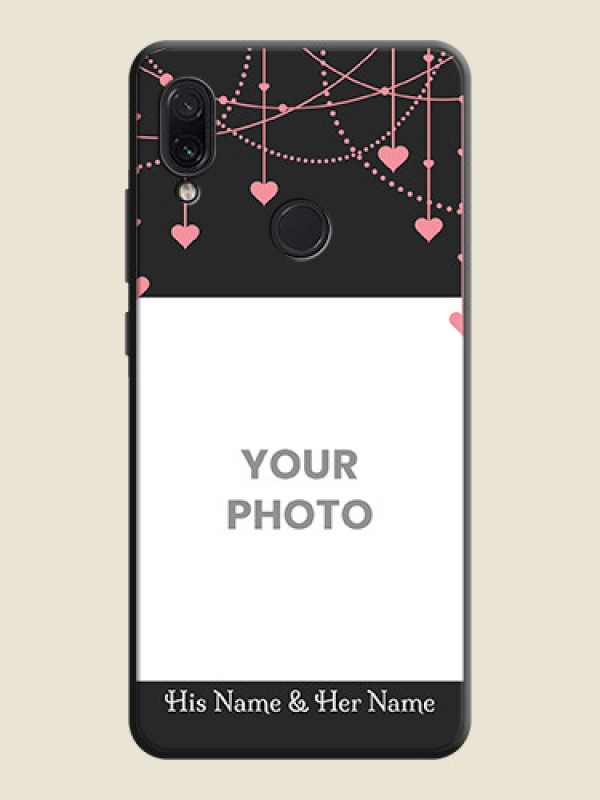 Custom Pink Love Hangings with Text on Space Black Custom Soft Matte Back Cover - Redmi Note 7 - alternate view