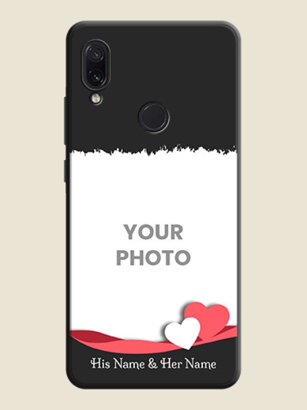 Custom Pink Color Love Shaped Ribbon Design with Text on Space Black Custom Soft Matte Phone Back Cover - Redmi Note 7 - alternate view
