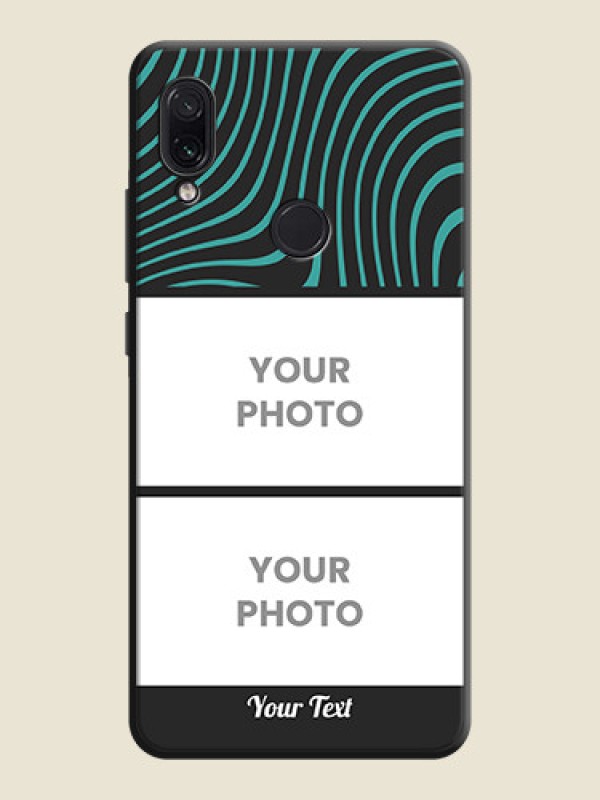 Custom Wave Pattern with 2 Image Holder on Space Black Personalized Soft Matte Phone Covers - Redmi Note 7 - alternate view