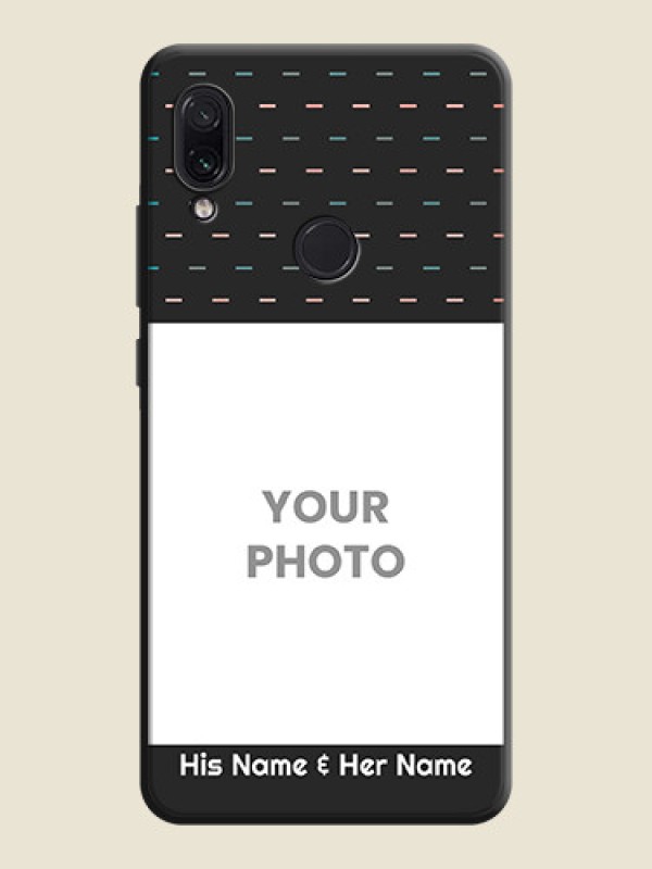 Custom Line Pattern Design with Text on Space Black Custom Soft Matte Phone Back Cover - Redmi Note 7 - alternate view