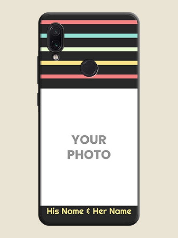 Custom Color Stripes with Photo and Text - Photo on Space Black Soft Matte Mobile Case - Redmi Note 7 - alternate view