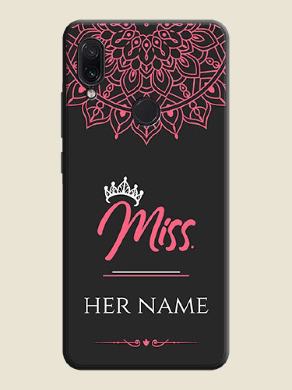 Custom Mrs Name with Floral Design on Space Black Personalized Soft Matte Phone Covers - Redmi Note 7 - alternate view
