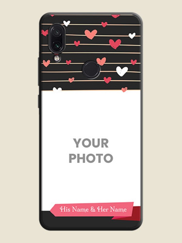 Custom Love Pattern with Name on Pink Ribbon  - Photo on Space Black Soft Matte Back Cover - Redmi Note 7S - alternate view