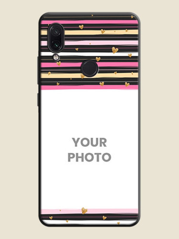 Custom Multicolor Lines and Golden Love Symbols Design - Photo on Space Black Soft Matte Mobile Cover - Redmi Note 7S - alternate view