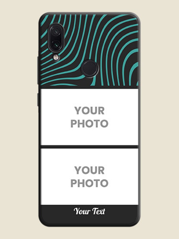 Custom Wave Pattern with 2 Image Holder on Space Black Personalized Soft Matte Phone Covers - Redmi Note 7S - alternate view