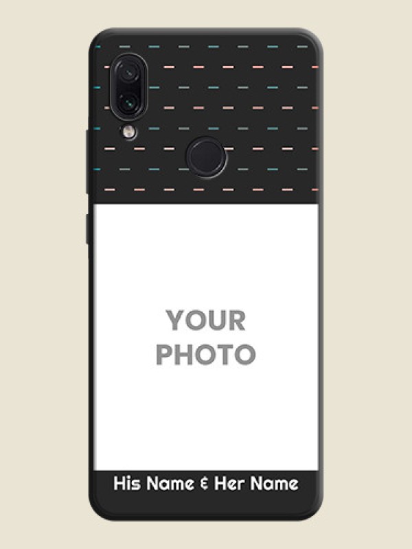 Custom Line Pattern Design with Text on Space Black Custom Soft Matte Phone Back Cover - Redmi Note 7S - alternate view