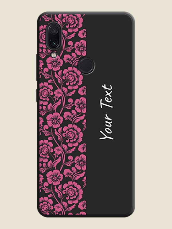 Custom Pink Floral Pattern Design With Custom Text On Space Black Personalized Soft Matte Phone Covers -Xiaomi Redmi Note 7S - alternate view