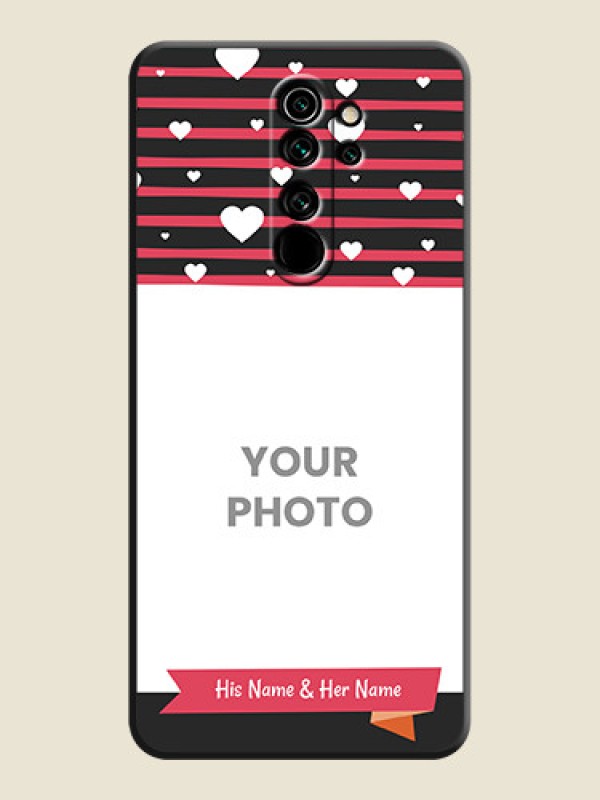 Custom White Color Love Symbols with Pink Lines Pattern on Space Black Custom Soft Matte Phone Cases - Redmi Note 8 Pro - alternate view